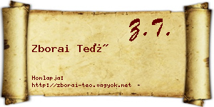 Zborai Teó névjegykártya
